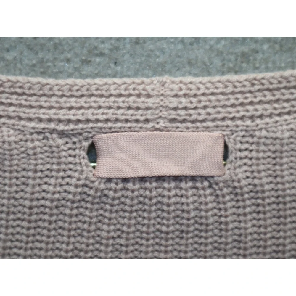 Helmut Lang Womens Cable Knit V Neck Long Sleeve Sweater Top Pink S Oversized - Picture 4 of 5